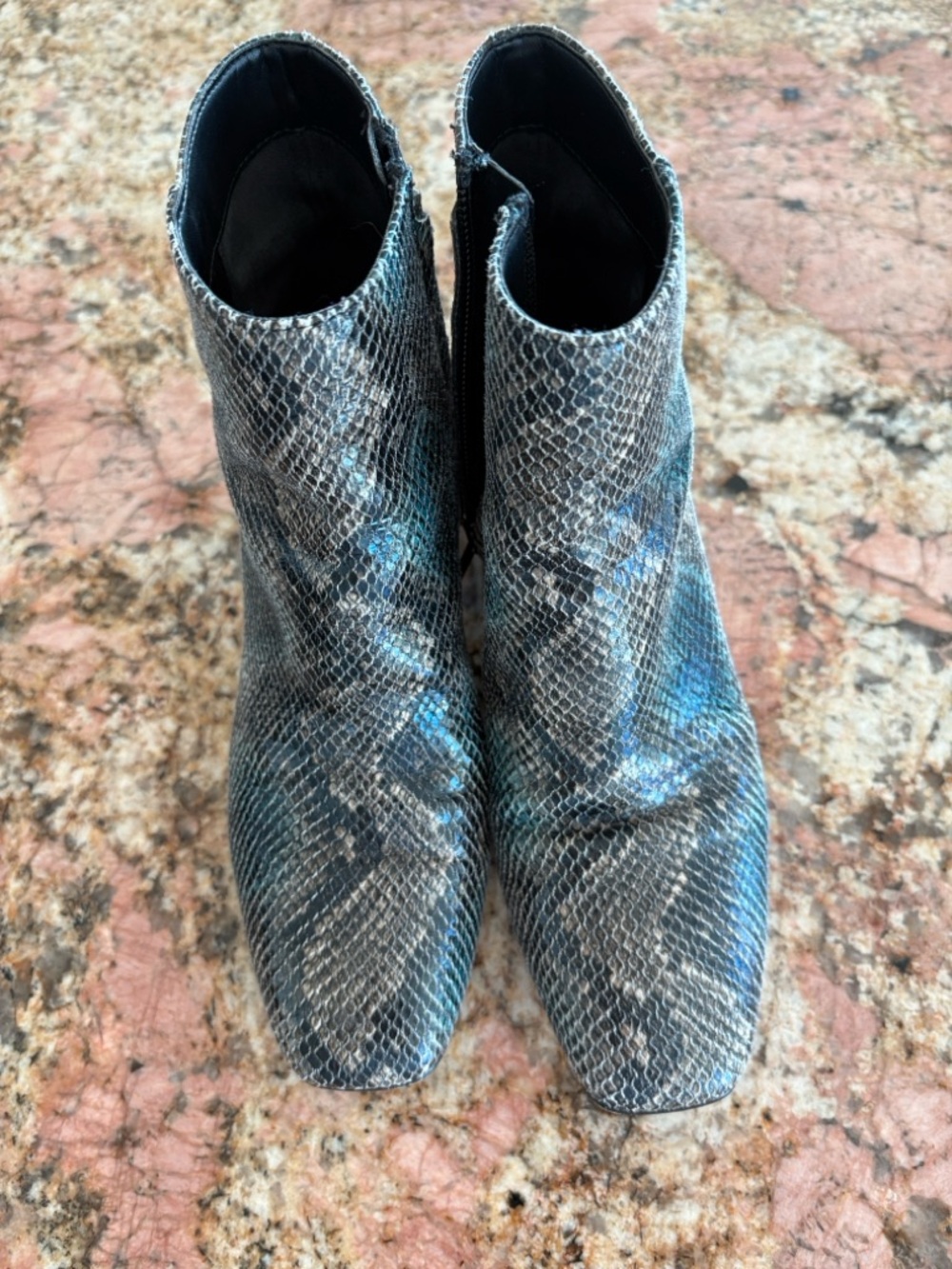 Women's Circus by Sam Edelman -Snake Print Ankle Boots in Gray and Green